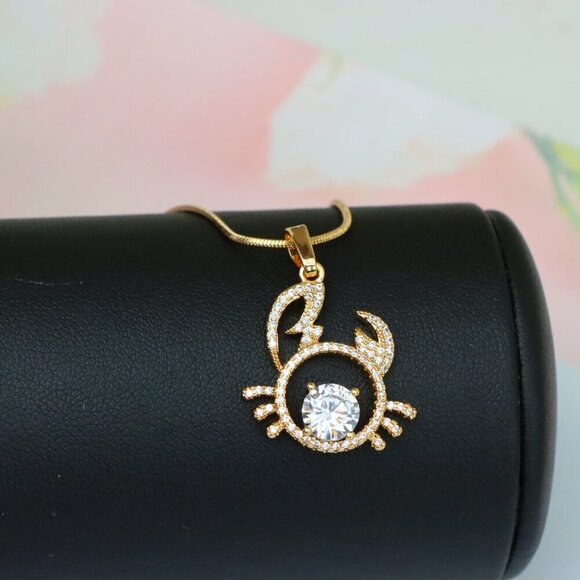 "Cancer Zodiac Rose Gold Pendant with Sparkling CZ Stone Center, XPPT1542 - Picture 6 of 13